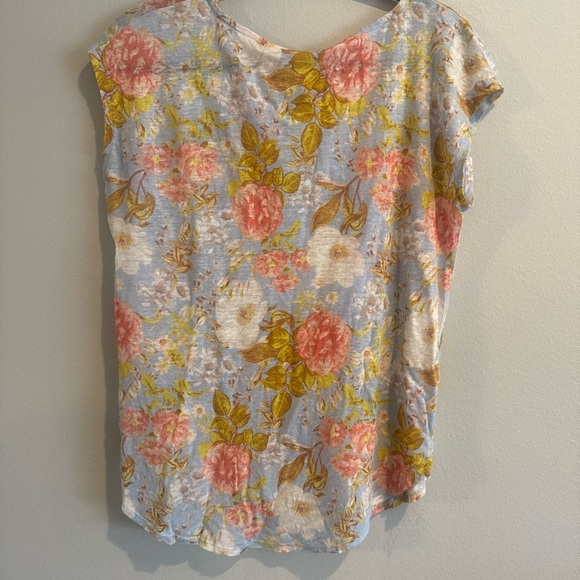 Joie Floral Short Sleeve Top - Blue and Pink - Picture 3 of 4